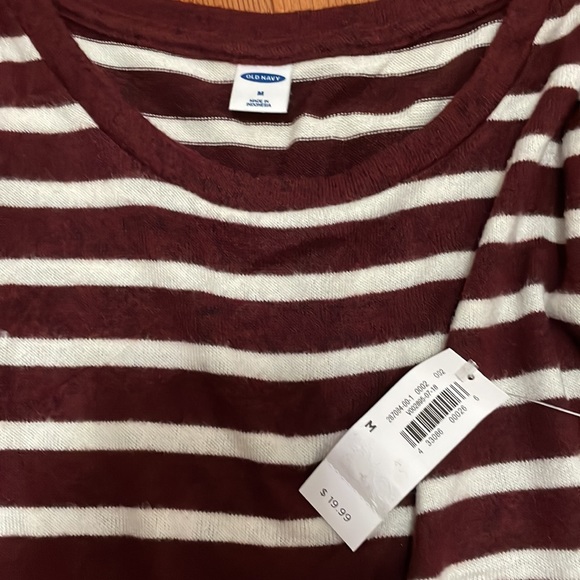 Old navy maroon and white striped long sleeve - Picture 2 of 2